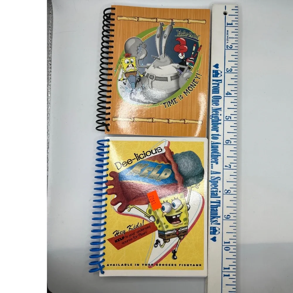 SpongeBob SquarePants Set Of 2 Mini Notebooks 2004 Dee-Licious Kelp Mr Crab NEW‎